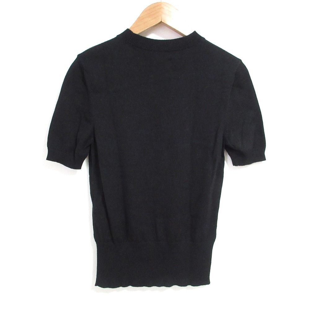 美品 PATOU パトゥ ロゴインターシャ ショートスリーブ ニットカットソー KN0688045999B ブラック レディース 古着 中古 USED 美品 PATOU パトゥ ロゴインターシャ ショートスリーブ ニット