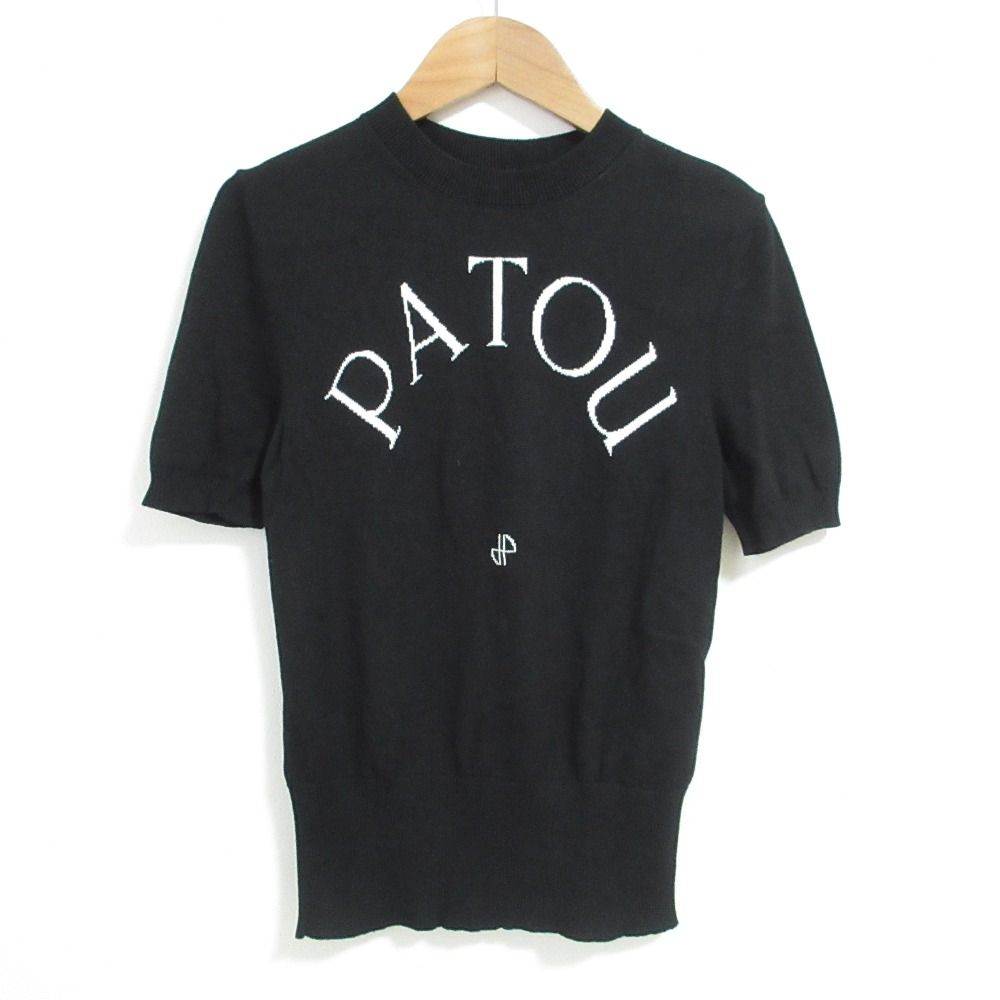美品 PATOU パトゥ ロゴインターシャ ショートスリーブ ニットカットソー KN0688045999B ブラック レディース 古着 中古 USED 美品 PATOU パトゥ ロゴインターシャ ショートスリーブ ニット