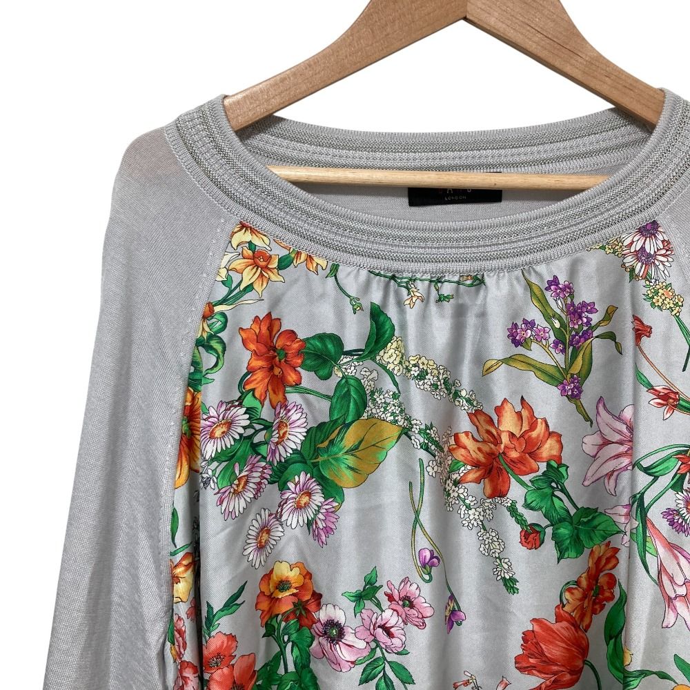 美品 DAKS ダックス フラワープリント ニットカットソー 44サイズ