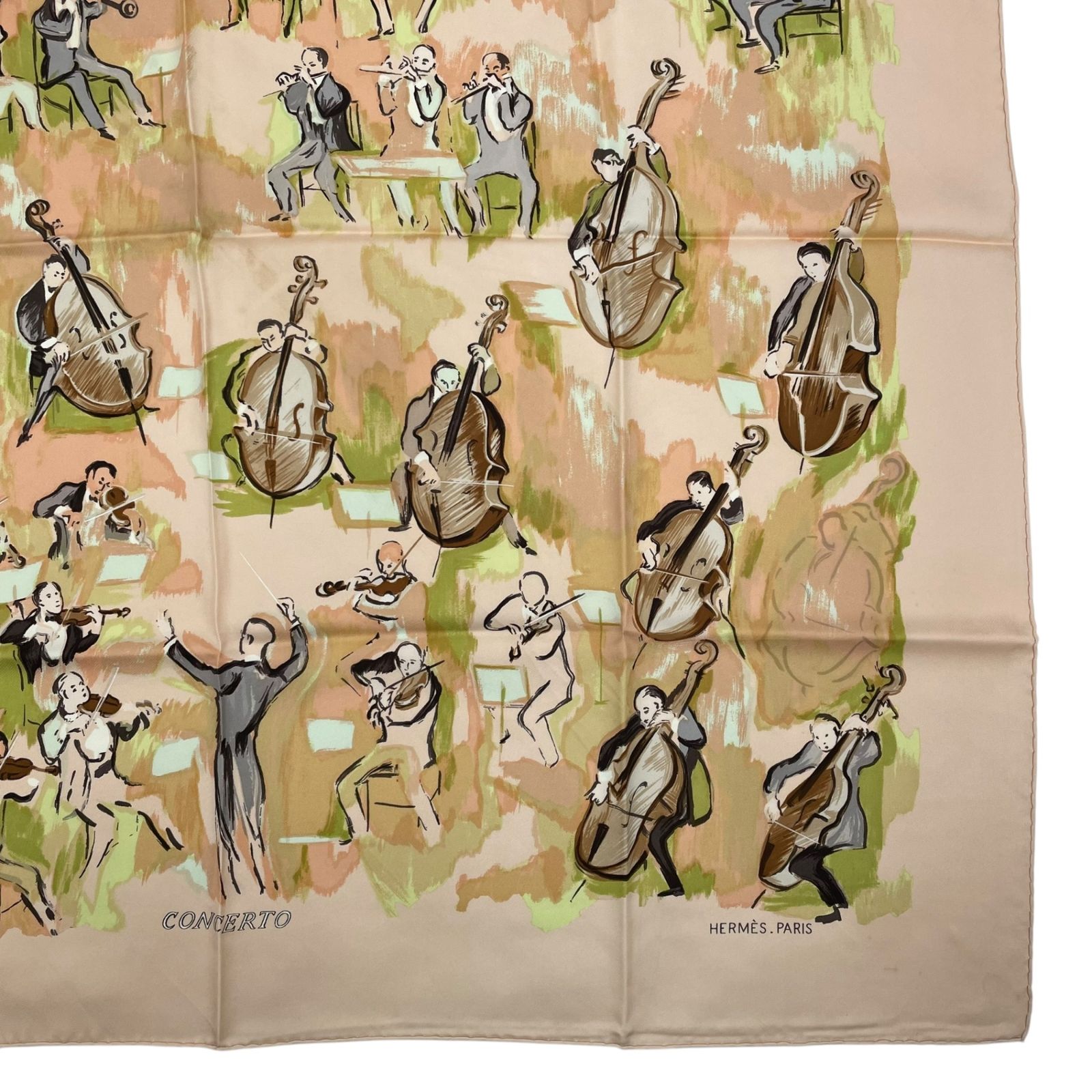美品 HERMES エルメス スカーフ カレ90 シルク100% CONCERTO 