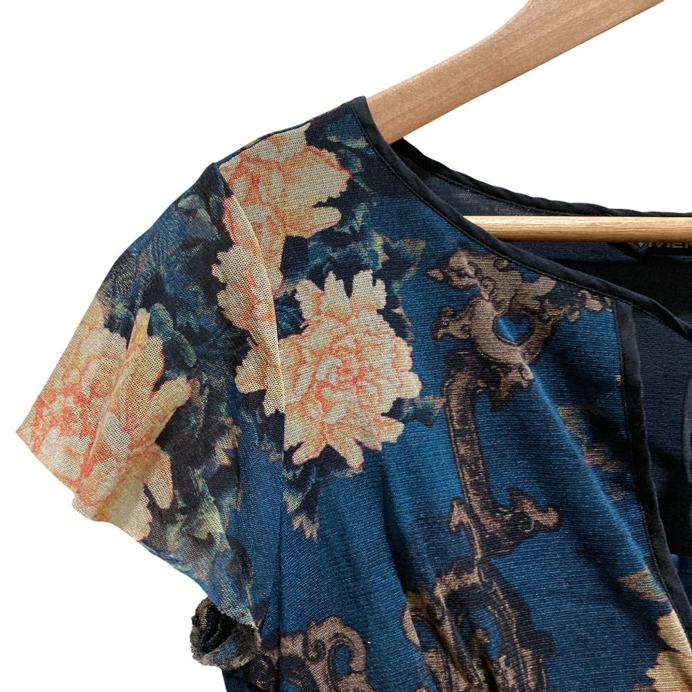 美品 VIVIENNE TAM ヴィヴィアンタム フラワー柄パワーネット ブラウス