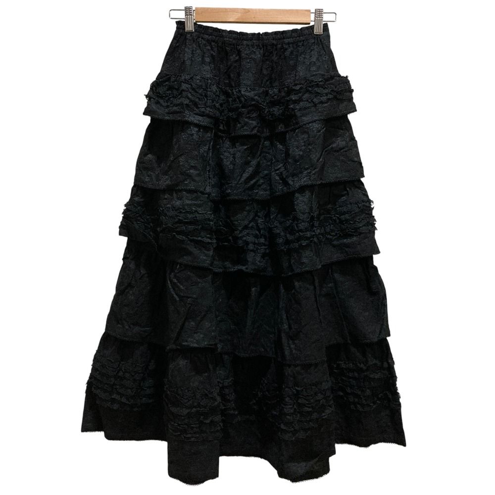 カネコイサオ　KANEKO ISAO ピコフリル　スカート　黒色 KANEKO ISAO - KANEKOISAO ロングスカート フリル ブラック リボンの
