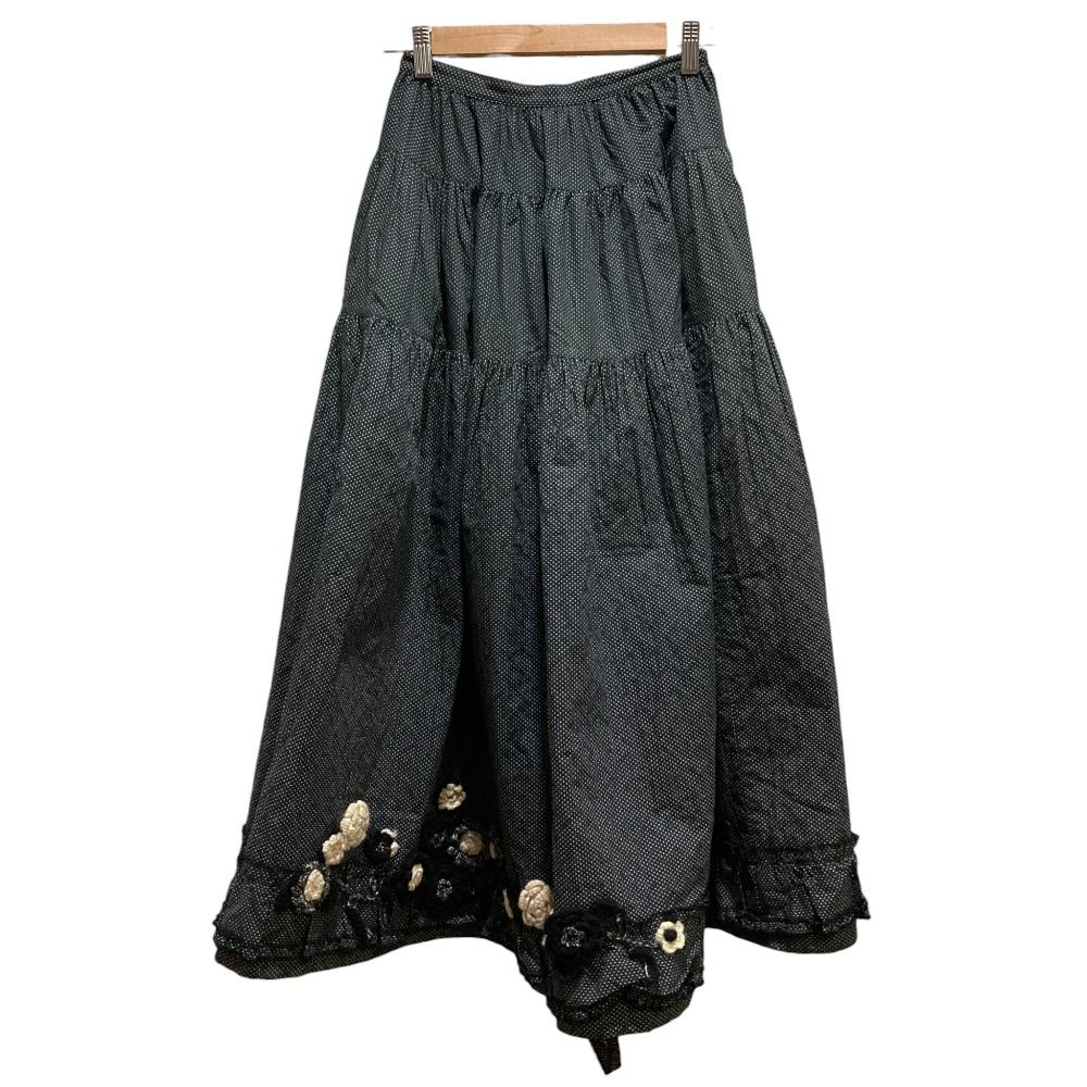 KANEKO ISAO カネコイサオ 裾フラワーモチーフ ピンドット ロング