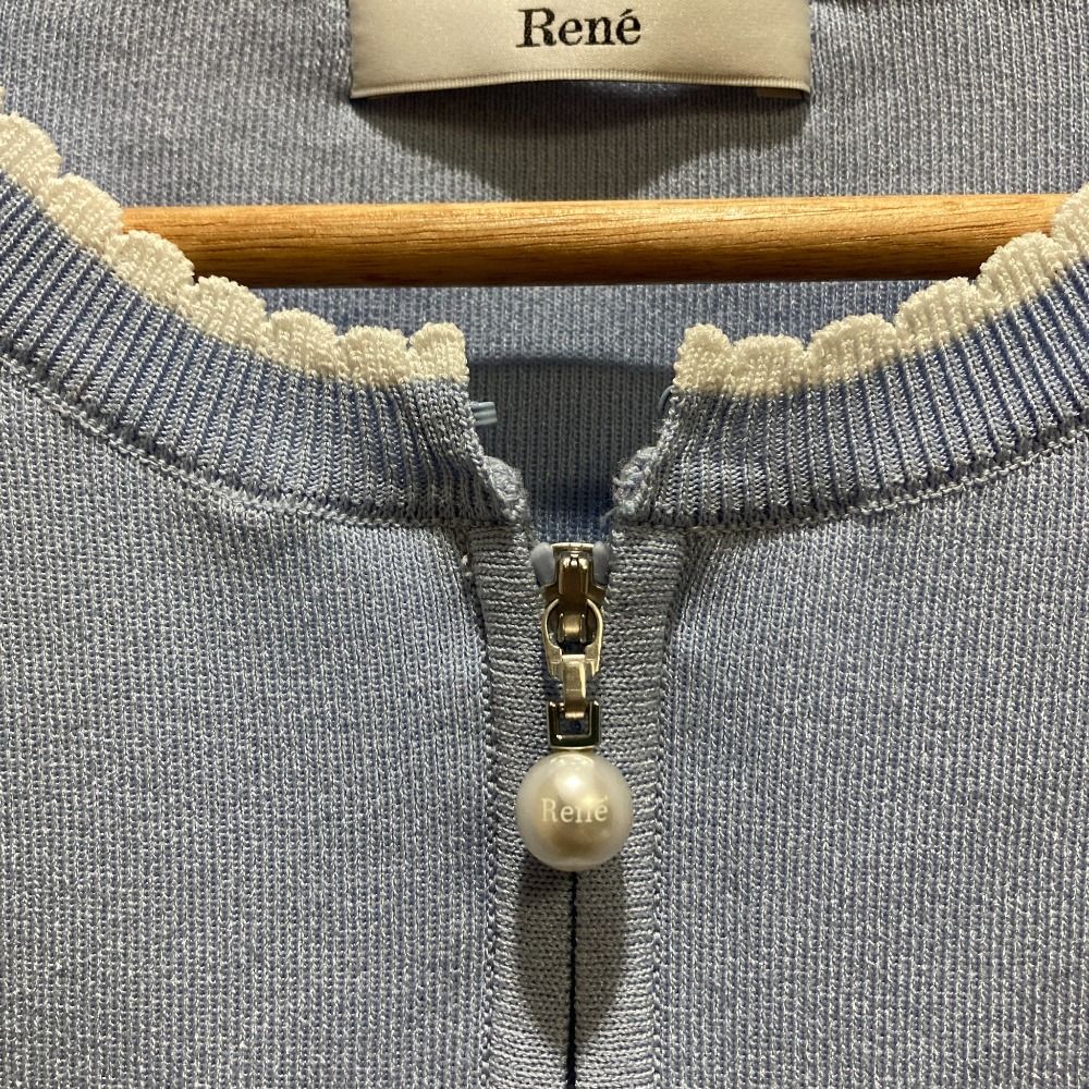 美品 25SS Rene ルネ パフスリーブ ジップアップ ニット カーディガン