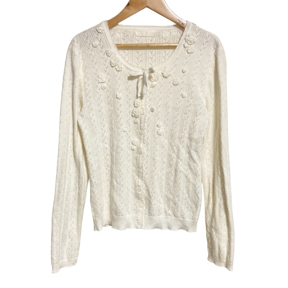 良品 INGEBORG インゲボルグ フラワーモチーフ 鍵編みニット