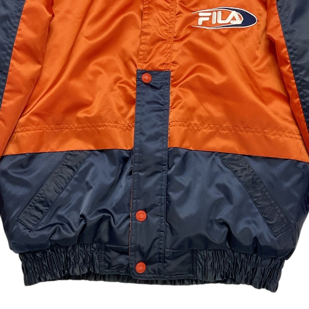 90s FILA フィラ 中綿ナイロンブルゾン メンズ Mサイズ オレンジ