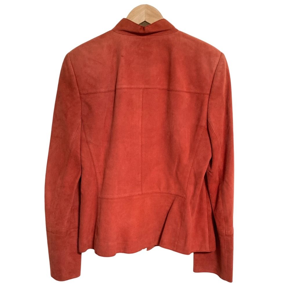 良品 AKRIS アクリス スタンドカラー レザージャケット US8 レッド