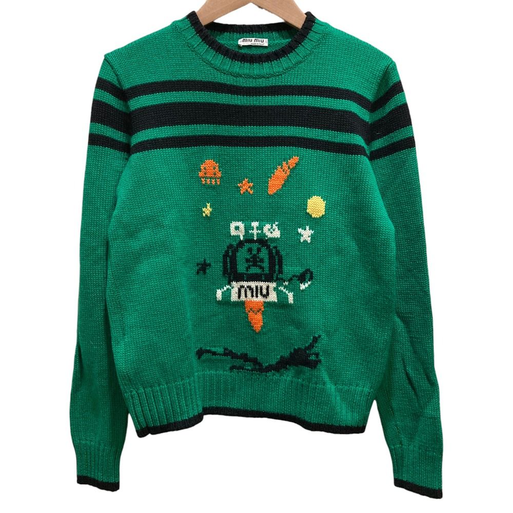 美品 miumiu ミュウミュウ ジャガード ウールニットセーター size36