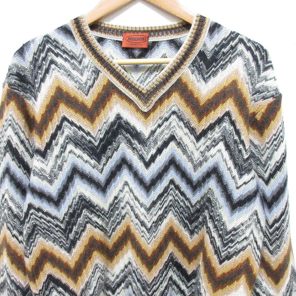 美品 MISSONI ミッソーニ シェブロン Vネック ウール モヘアブレンド