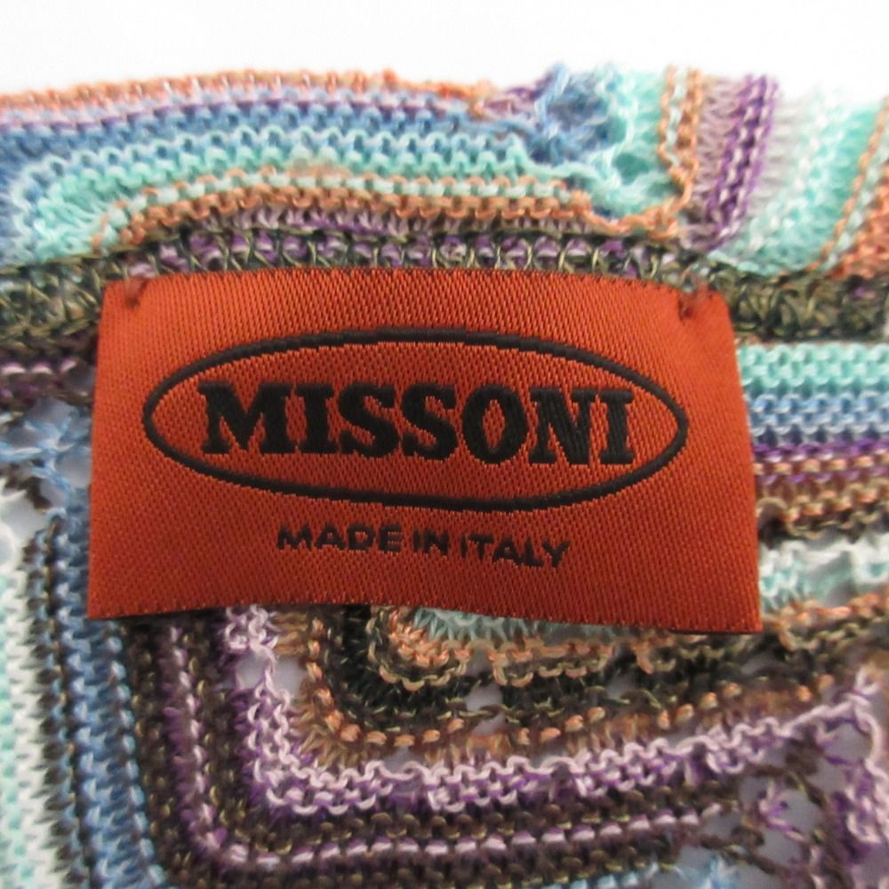 美品 MISSONI ミッソーニ シェブロン ニットポンチョ ライトブルー