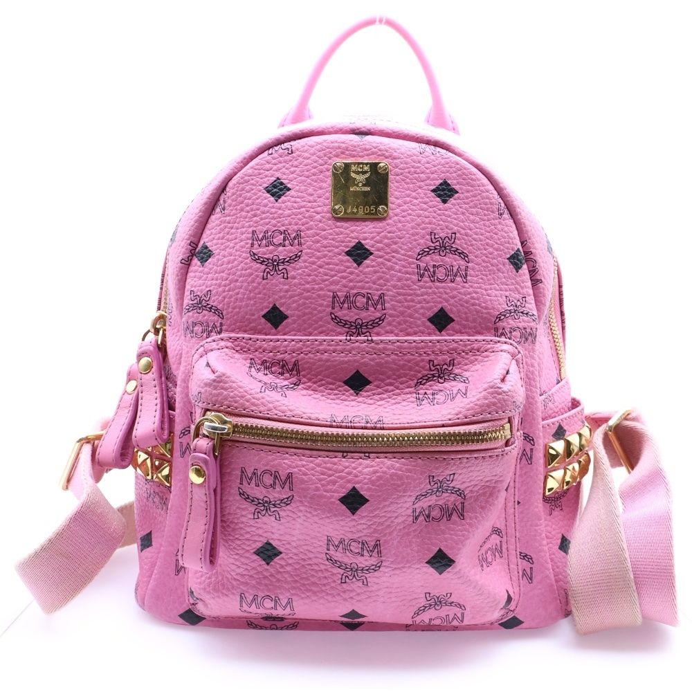 MCM (エム シー エム) ヴィセトス総柄 レザー サイドスタッズ バック