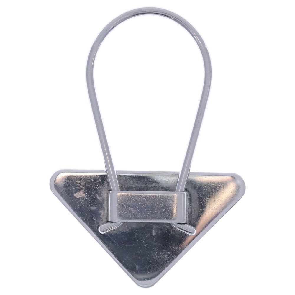 PRADA (プラダ) 三角ロゴプレートキーリング キーアクセ シルバー