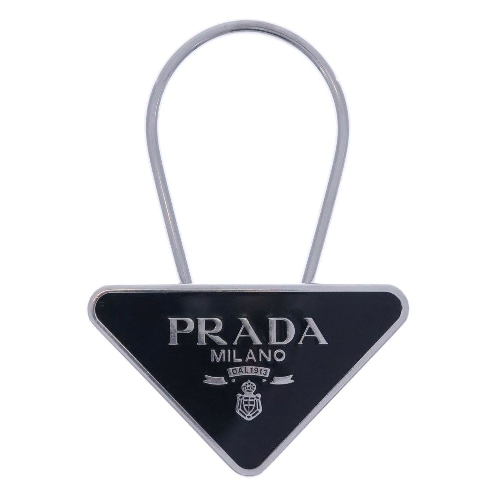 PRADA (プラダ) 三角ロゴプレートキーリング キーアクセ シルバー