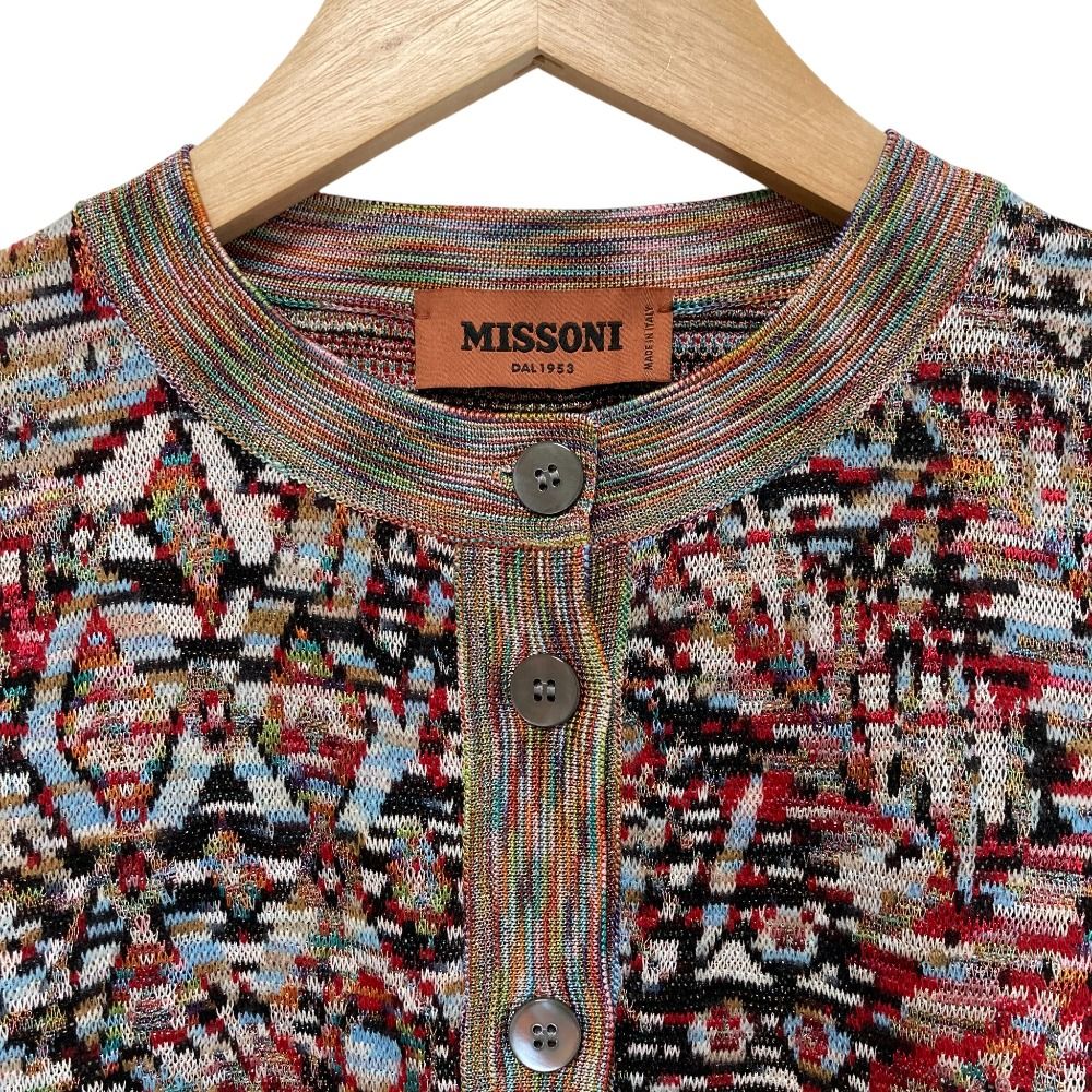 良品 MISSONI ミッソーニ 総柄 メタリック ニット カーディガン サイズ  