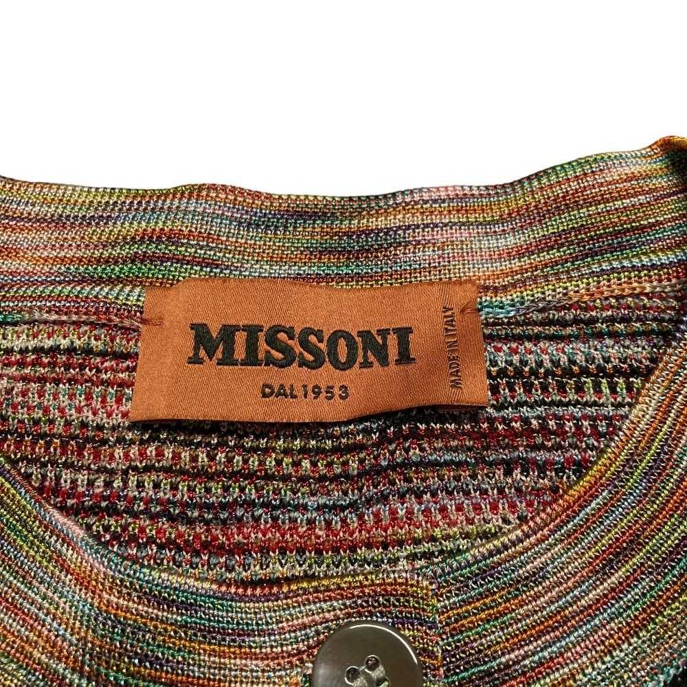 良品 MISSONI ミッソーニ 総柄 メタリック ニット カーディガン サイズ  