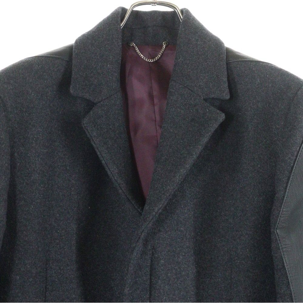 DIESEL (ディーゼル) レザー切替 ウール ロング チェスターコート