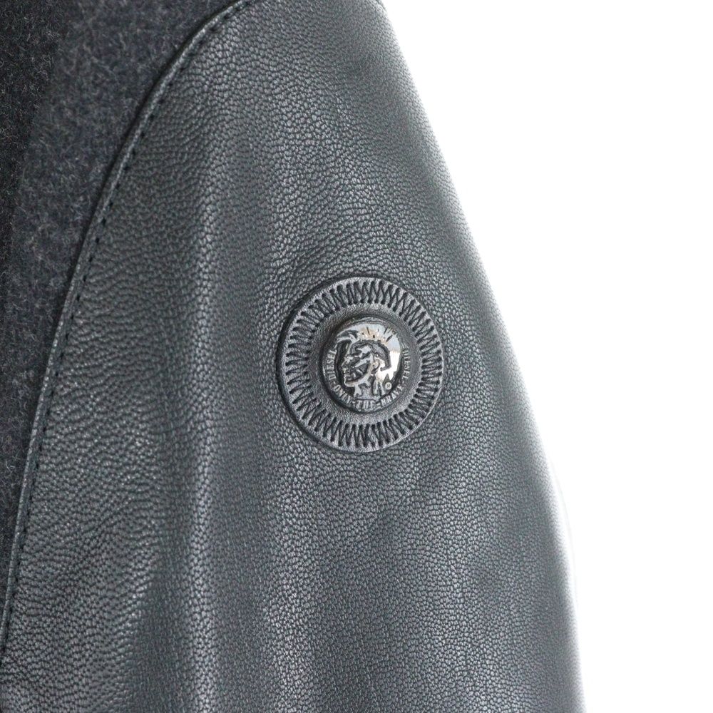 DIESEL (ディーゼル) レザー切替 ウール ロング チェスターコート