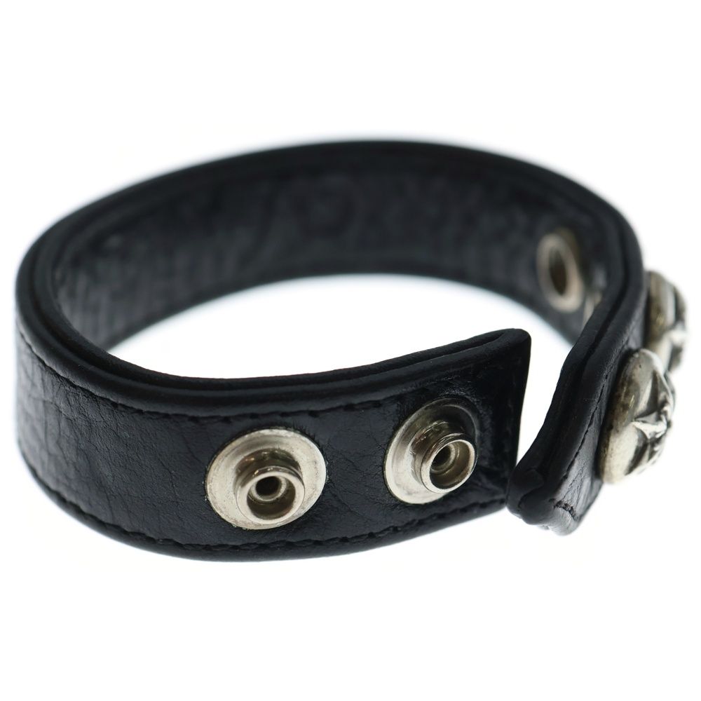 クロムハーツ 3ボタン2スナップ ブレスレット スターボタン レザー SV925 クロムハーツ 3ボタン2スナップ ブレスレット スターボタン レザー