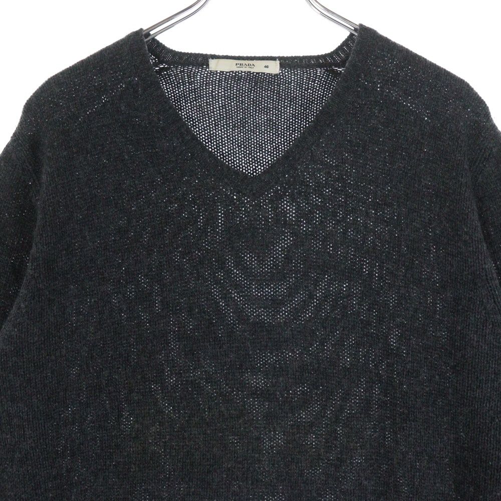 PRADA (プラダ) Vネック ウール ニット セーター グレー - メルカリ
