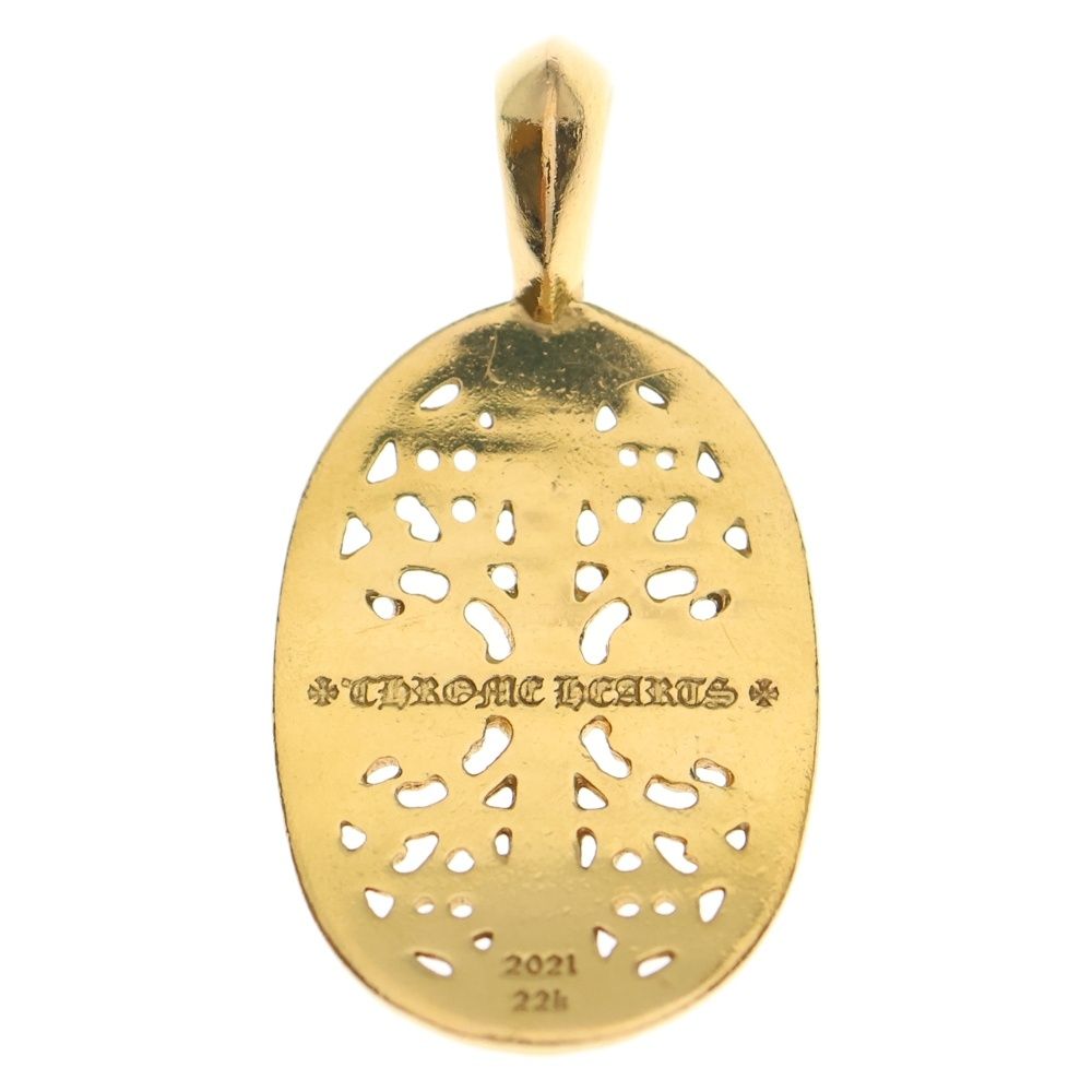 CHROME HEARTS (クロムハーツ) 22K CLSC OVAL P DMND クラシックオーバル PAVEダイヤ ゴールドネックレストップ ゴールド