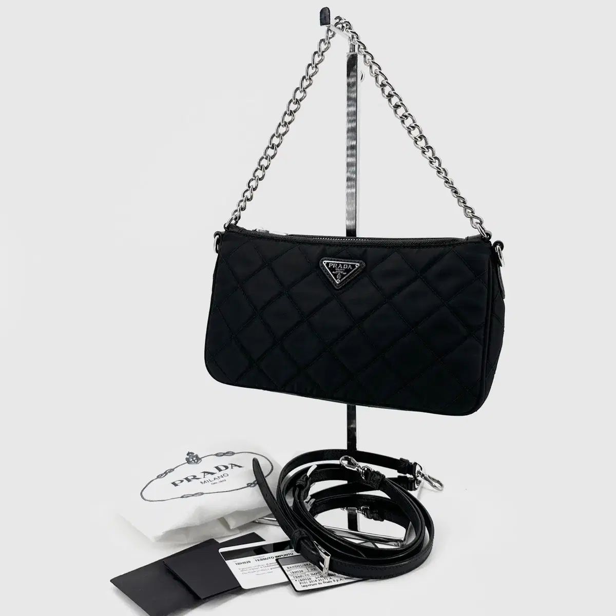 PRADA プラダ リナイロン ナイロン 퀼팅 キルティング 三角ロゴ クロス