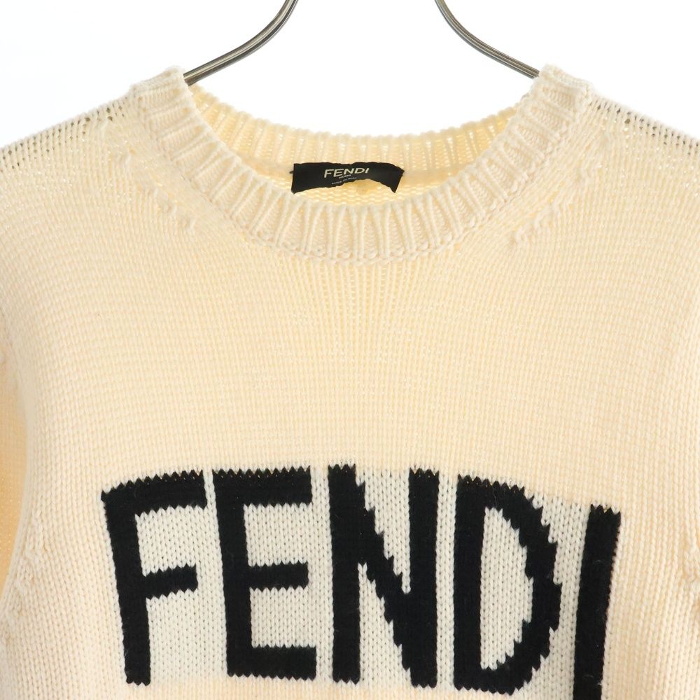 FENDI (フェンディ) Logo Intersia Knit Sweater ロゴニット クルー