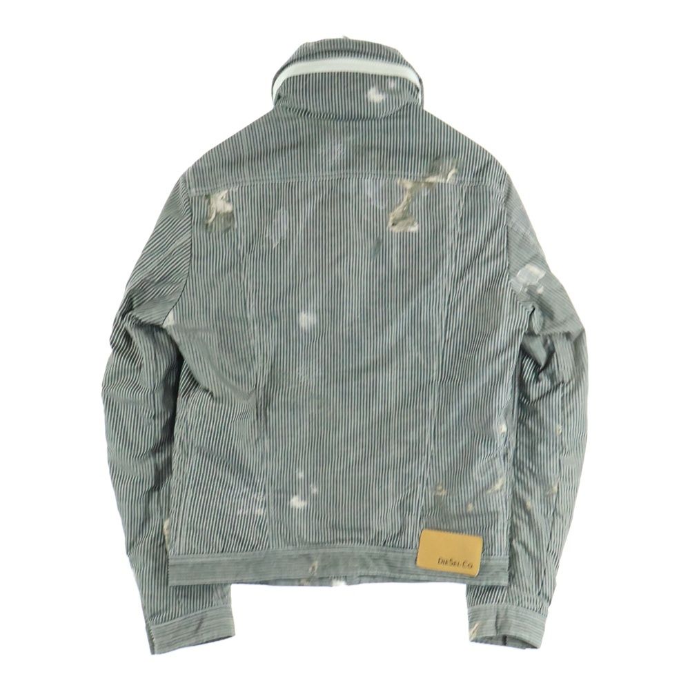 DIESEL (ディーゼル) ヒッコリー柄 ジップアップ フーディ 中綿