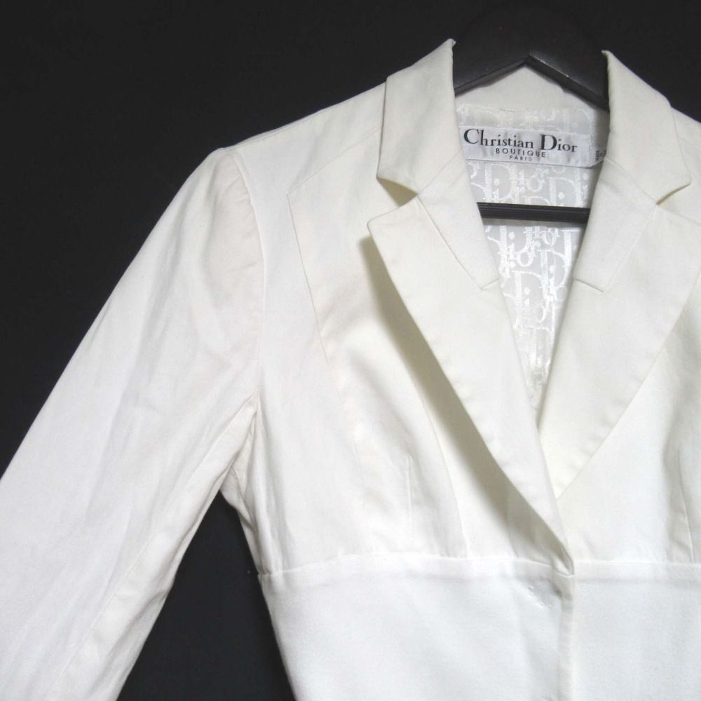 12742✨クリスチャンディオール ガリアーノ期 フリンジ テーラードジャケット christian Dior】クリスチャンディオール『ガリアーノ期 レザー切替