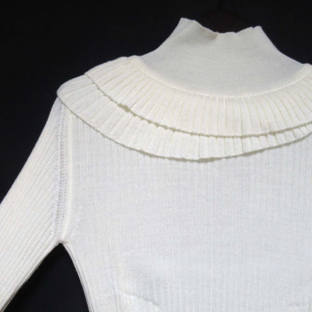 美品 cygne シーニュ 長袖 ハイネック フリル ニット セーター オフ  