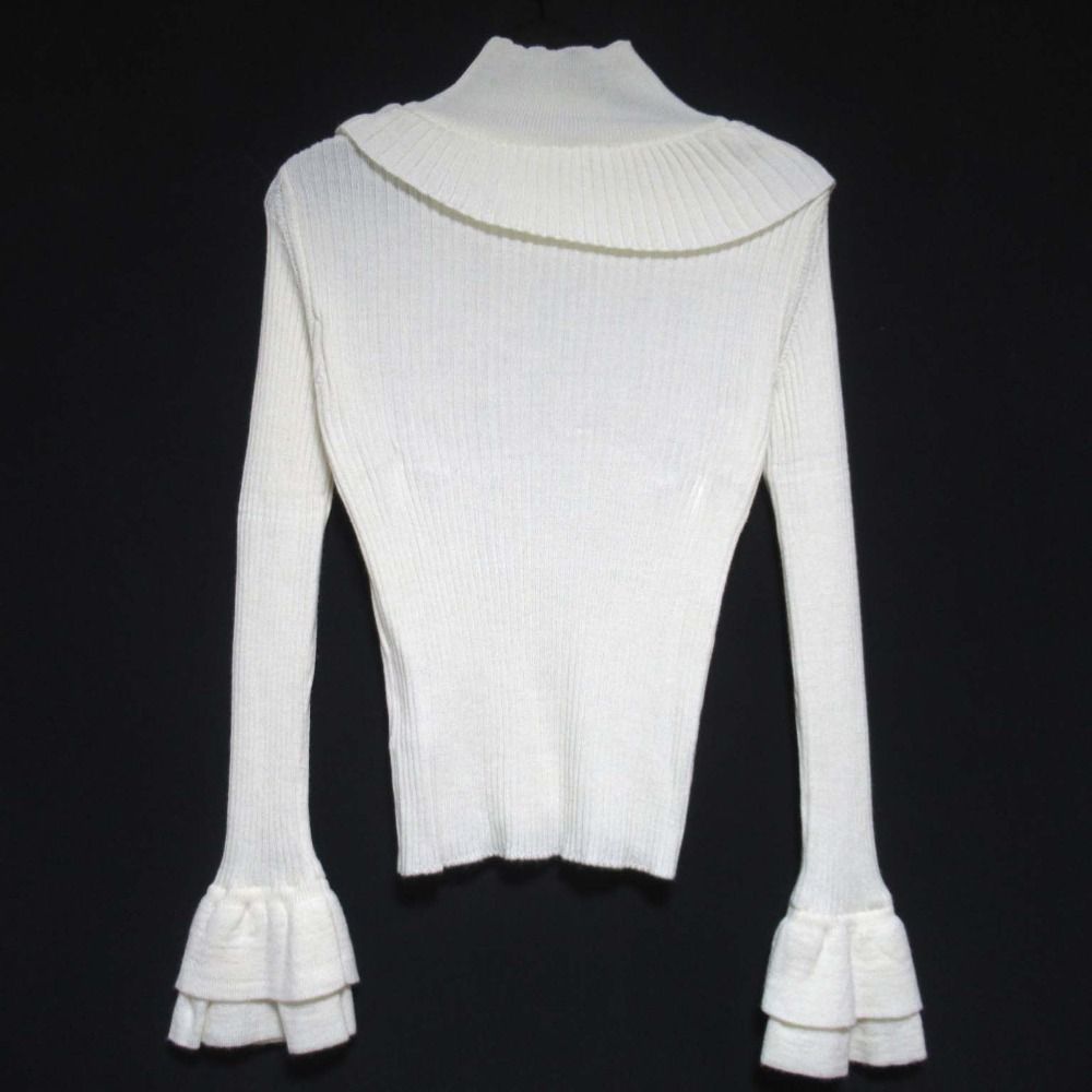 美品 cygne シーニュ 長袖 ハイネック フリル ニット セーター オフ  