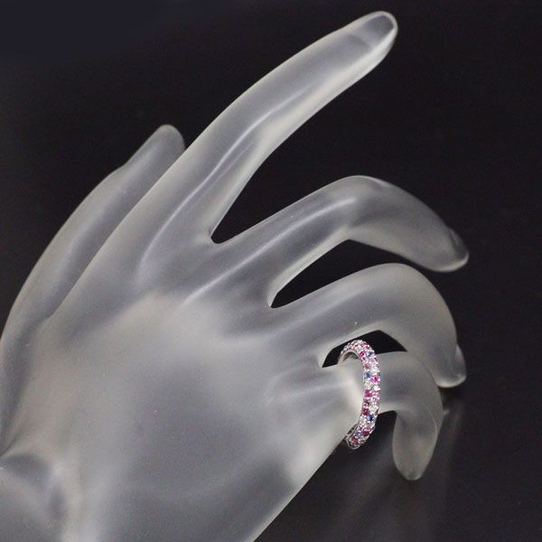 ポンテヴェキオ K18WG カラーサファイア ダイヤモンド ピンキーリング