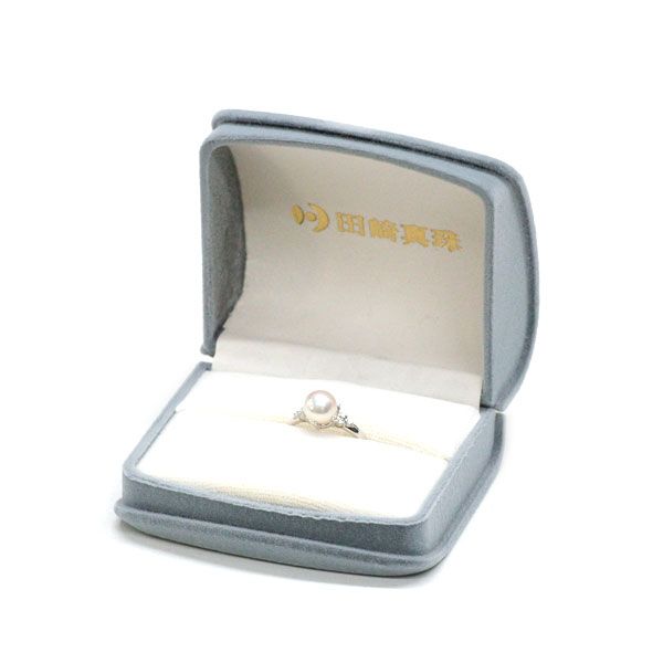 田崎真珠 Pt900 アコヤ真珠 ダイヤモンド リング 径約7.6mm D0.08ct