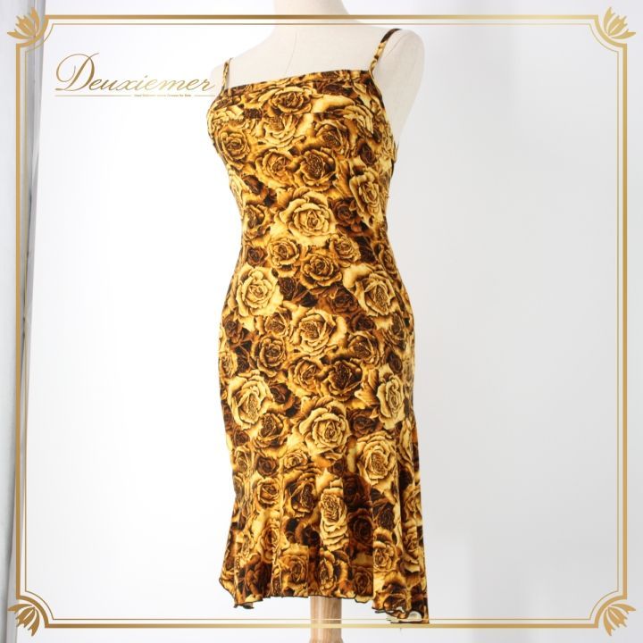 美品バラ装飾のブラウンラテンドレス taka-dance-3l-00171-