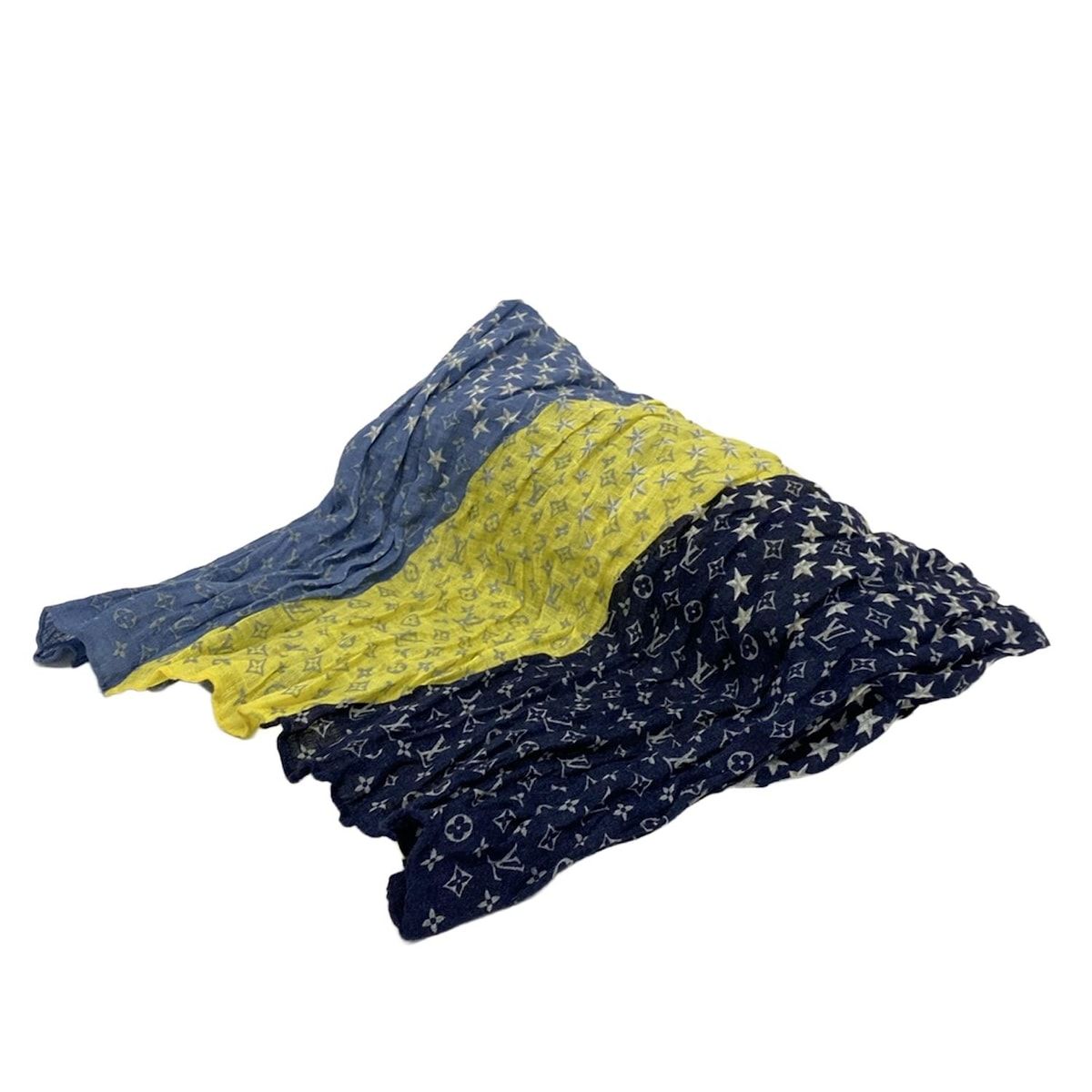 LOUIS VUITTON(ルイヴィトン) ストール(ショール) - イエロー×ブルー
