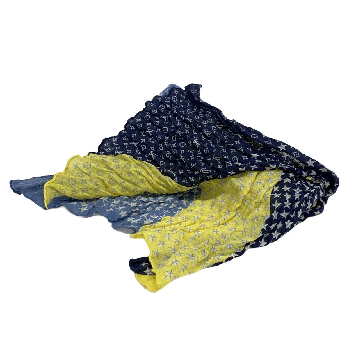 LOUIS VUITTON(ルイヴィトン) ストール(ショール) - イエロー×ブルー