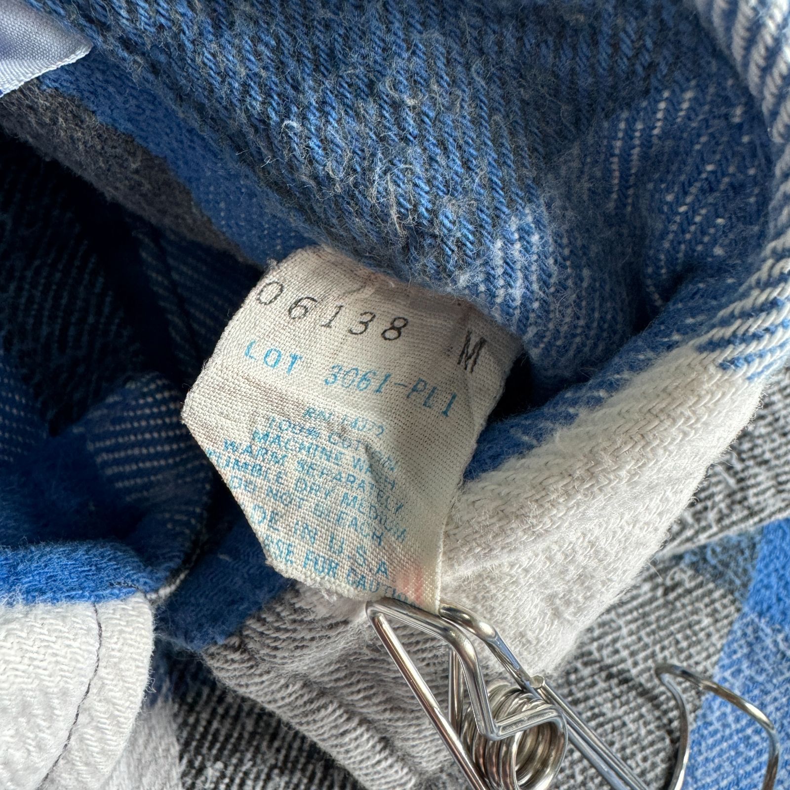 70s - 80s FIVE BROTHER ヘビーネルシャツ 青 白 黒 ブルー ブロック