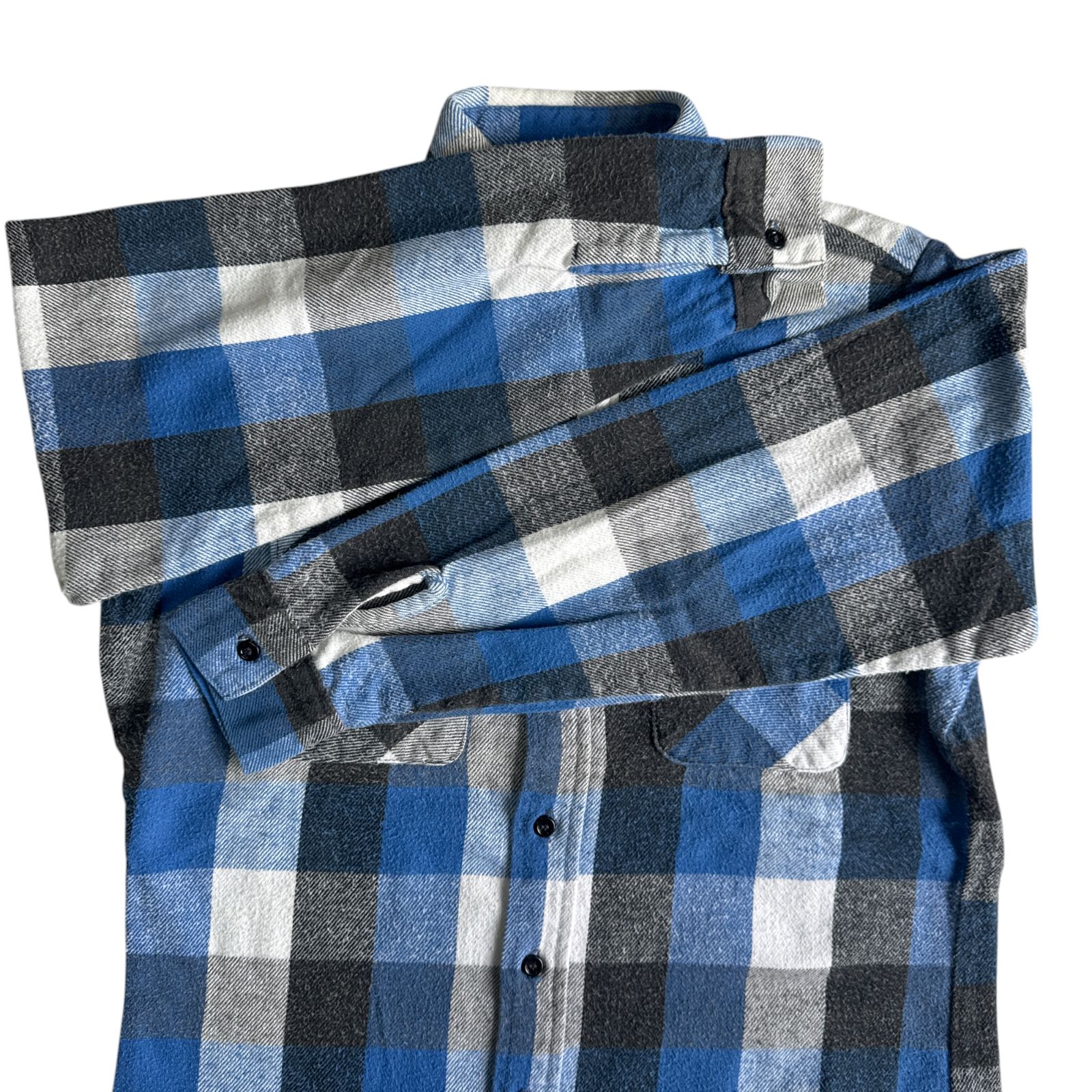 pelcari　80's FIVEBROTHERネルシャツ 青 黒 白M 神配色 美品 80s USA製 ファイブブラザー ネルシャツ ブルー ブラック