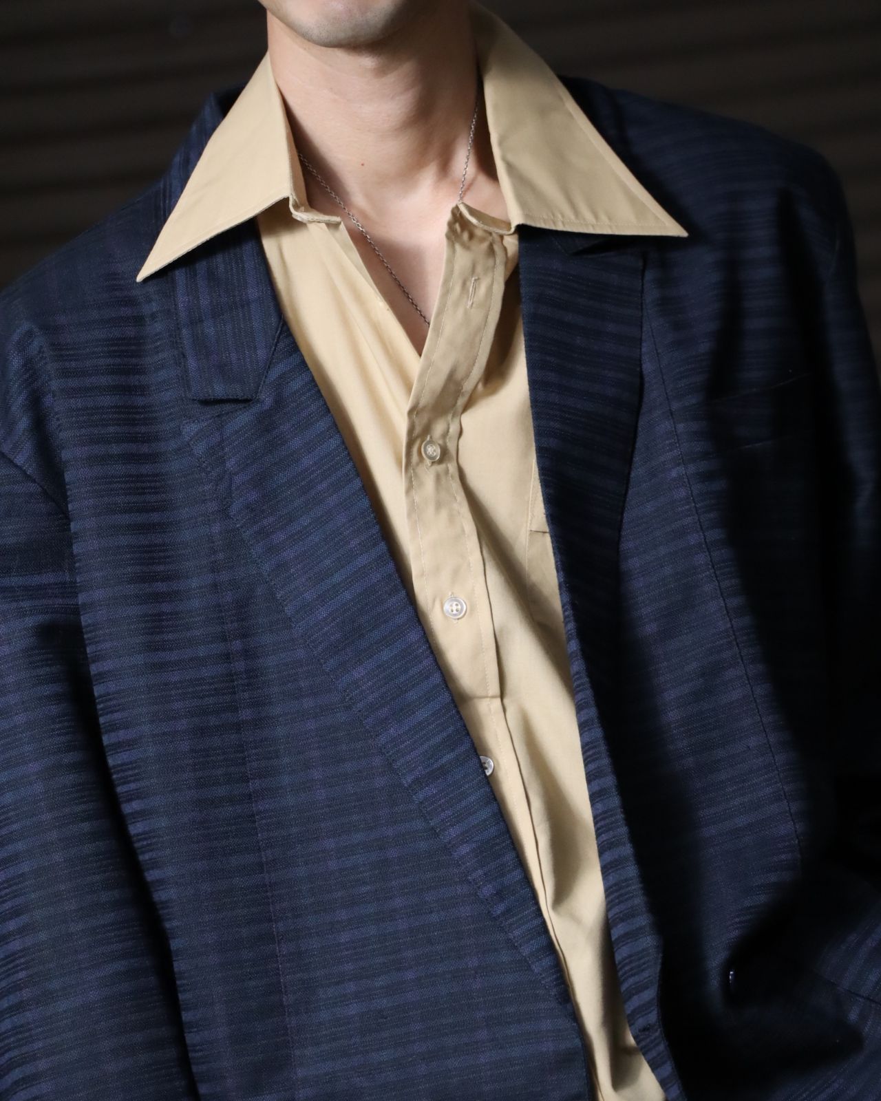Euro, jacquard check padless double breasted tailored jacket made