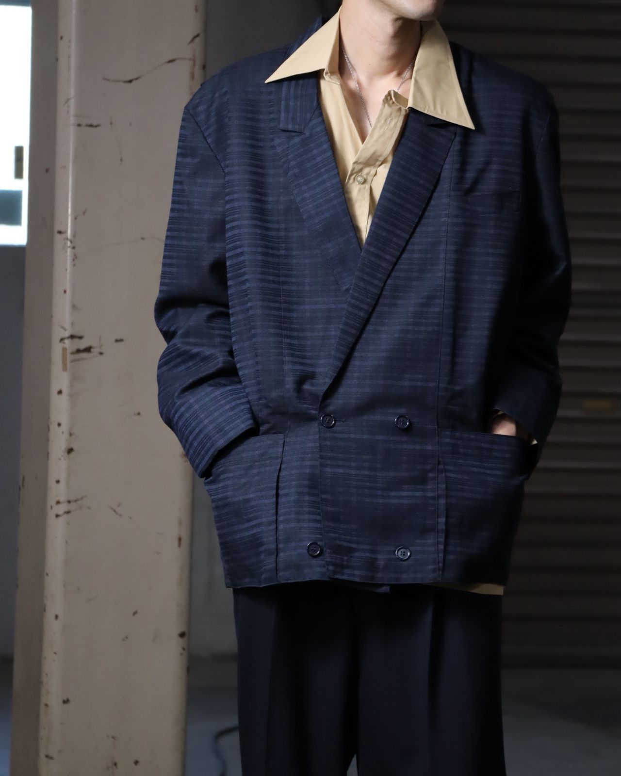 Euro, jacquard check padless double breasted tailored jacket made