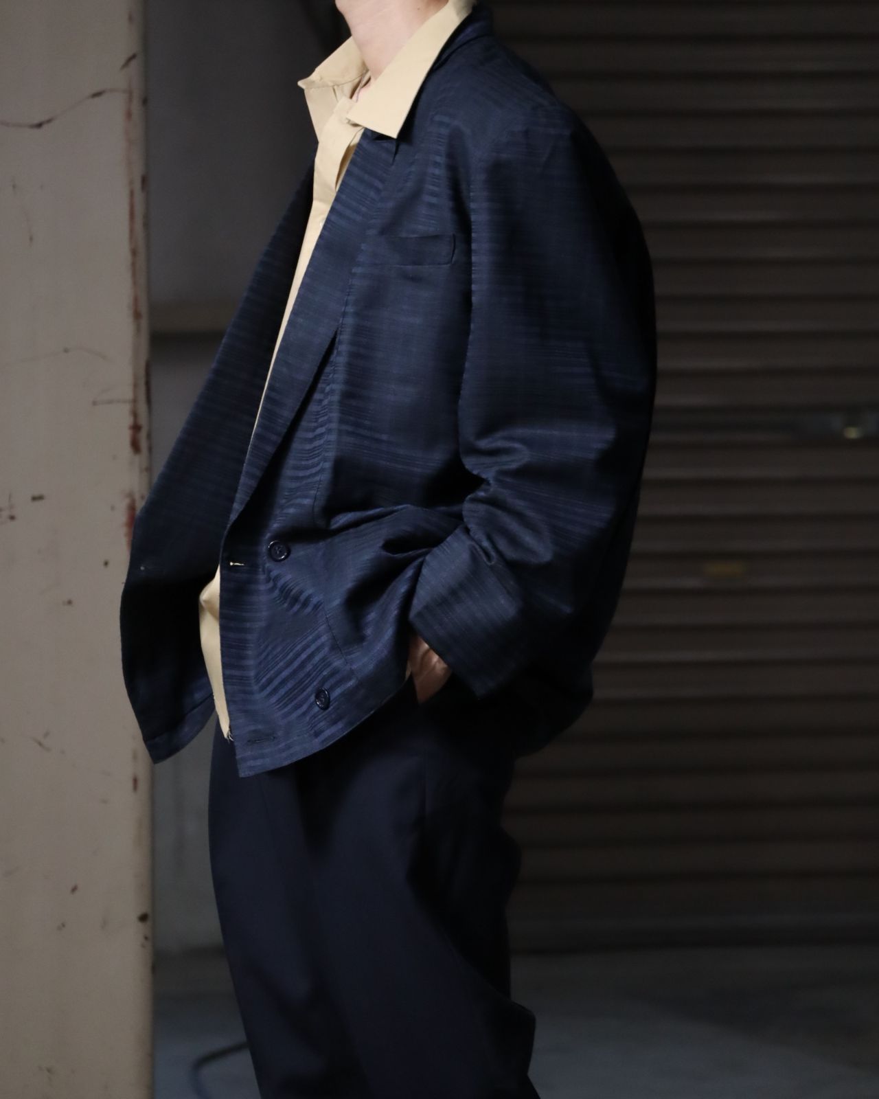 Euro, jacquard check padless double breasted tailored jacket made