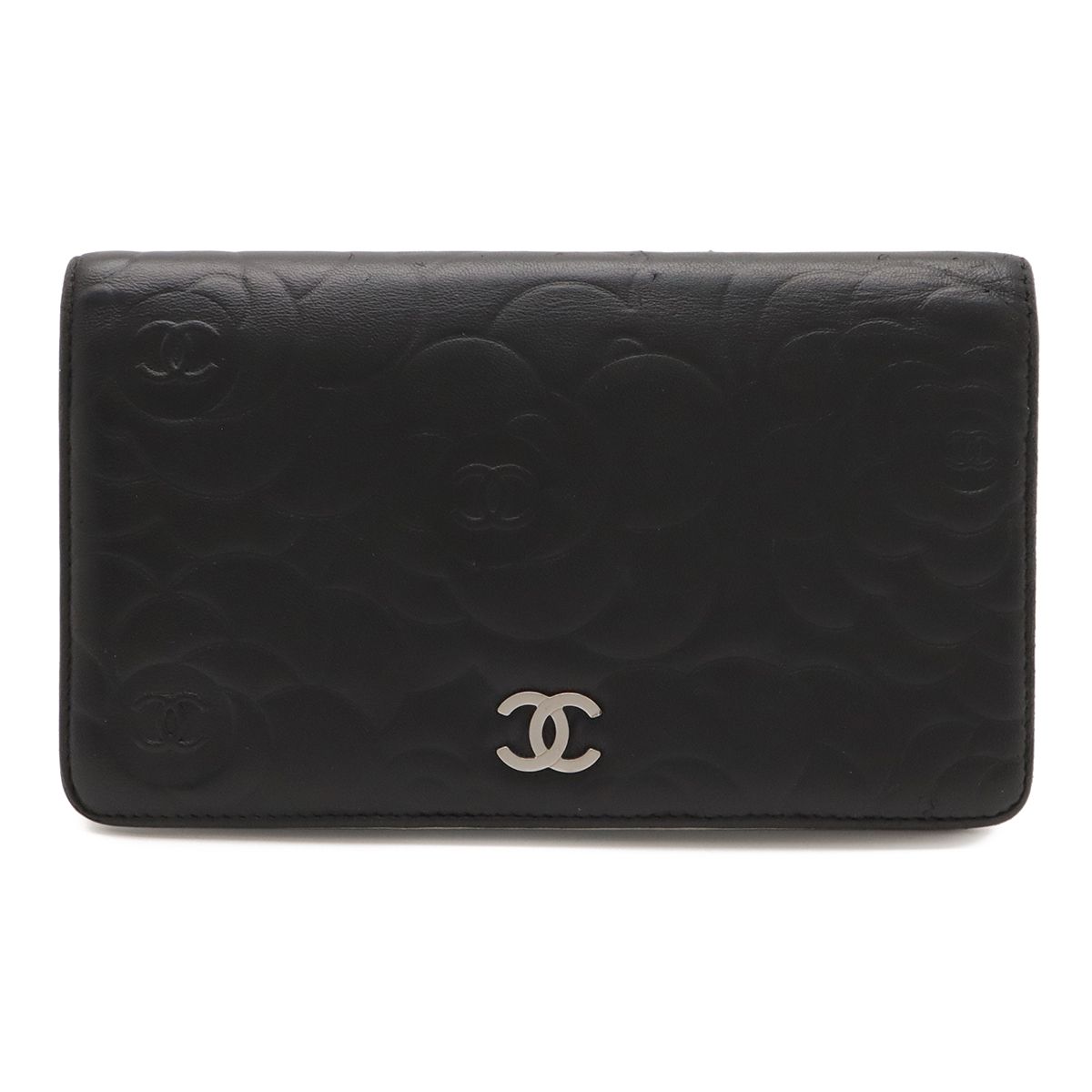 CHANEL シャネル カメリア エンボス ココマーク 2つ折長財布 二つ折り