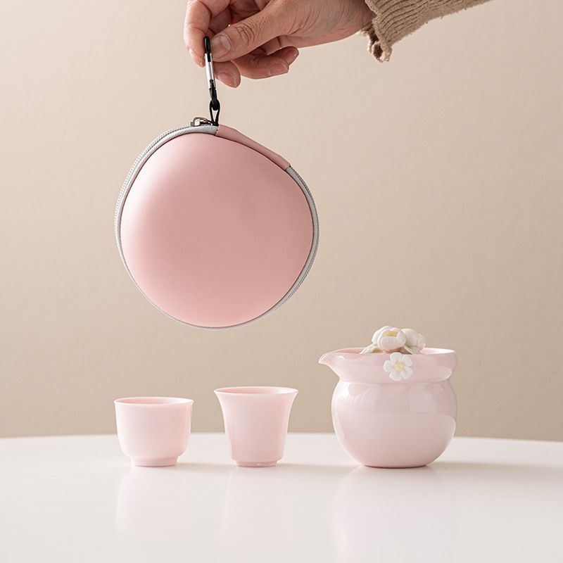新品未使用 ピンク 捏花 トラベル 茶道具 セット 野外 ポータブル