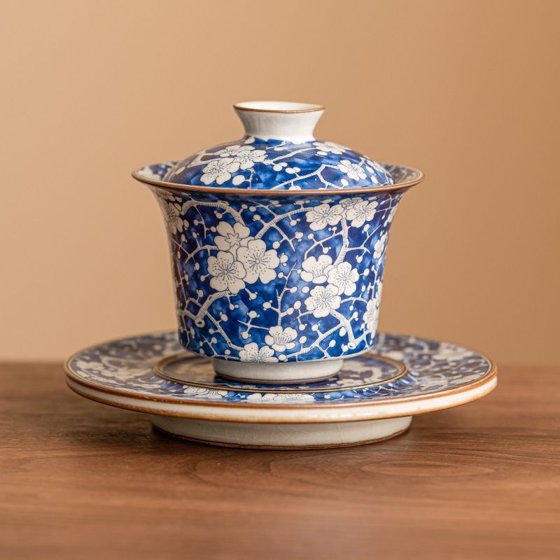 新品未使用 宋 汝窯 氷 梅花 三才 蓋碗 ティーカップ 1 個 大型 茶碗