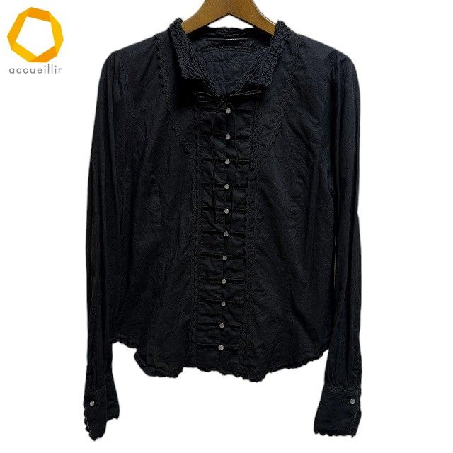 a ピンクハウス PINKHOUSE シャツ・ブラウス 黒 スタンドカラー リボン