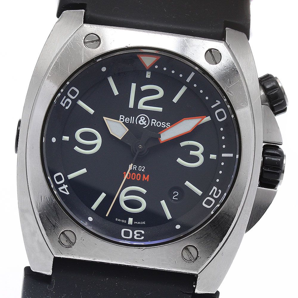 訳あり ベル＆ロス Bell＆Ross BR02-92B-R BR02-20 デイト 自動巻き