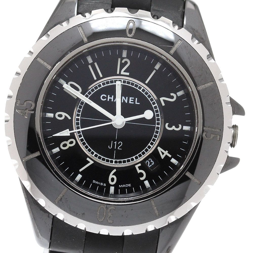 シャネル ジャンク シャネル CHANEL H0681 J12 黒セラミック デイト クォーツ