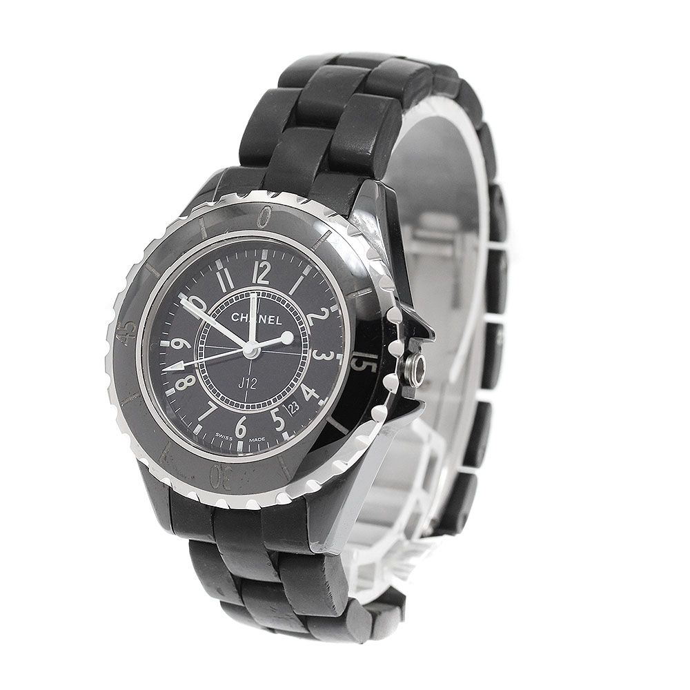 ジャンク シャネル CHANEL H0681 J12 黒セラミック デイト クォーツ