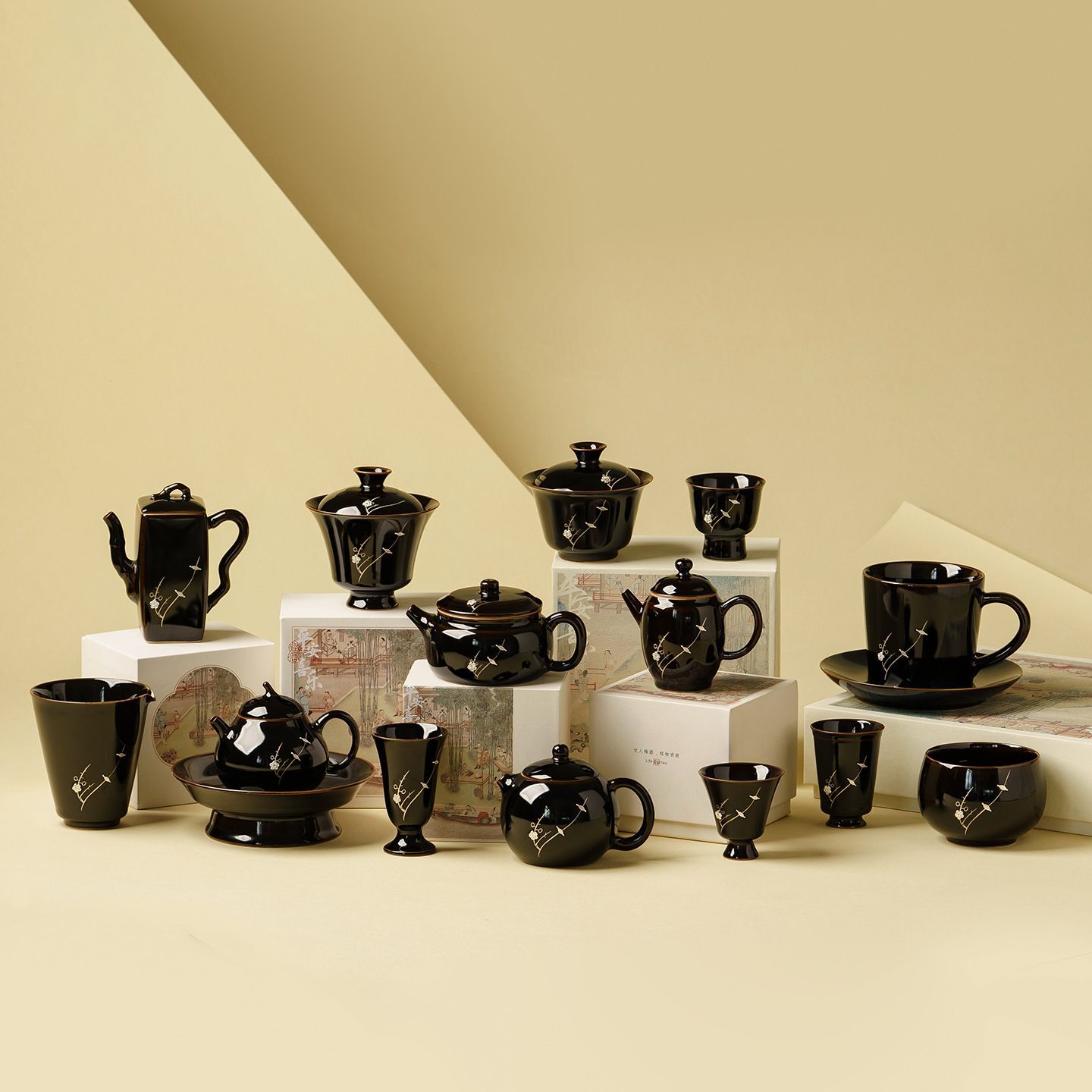 新品未使用 黒金釉 シリーズ 功夫茶道具 家庭用 陶磁器 茶碗 蓋碗