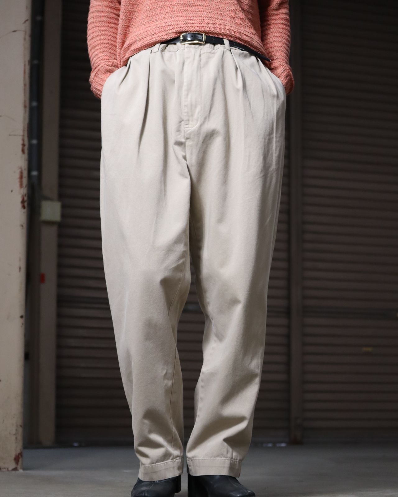 1990s Polo by Ralph Lauren 2tuck wide classic chino pants beige