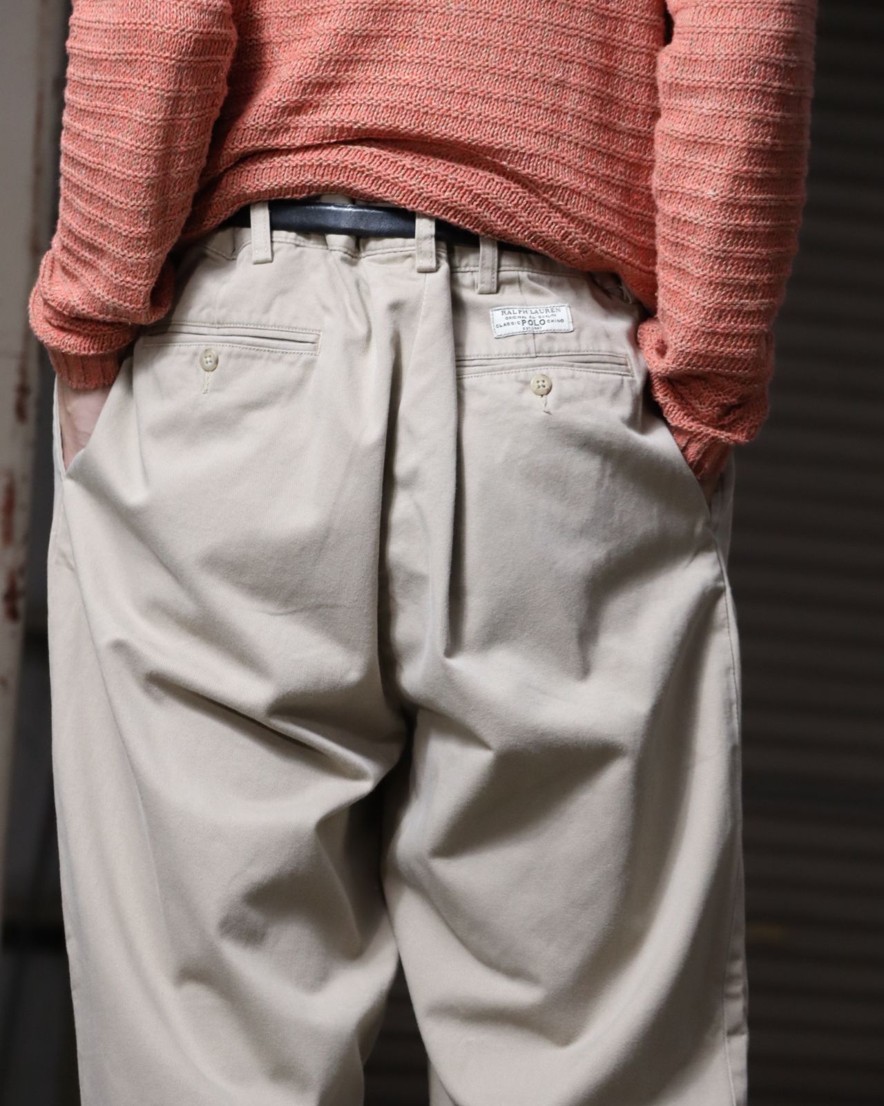 1990s Polo by Ralph Lauren 2tuck wide classic chino pants beige